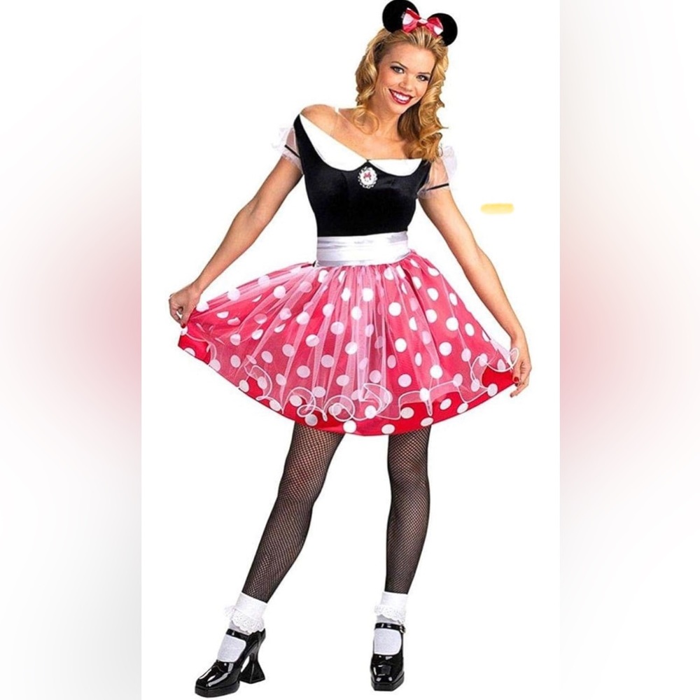 NWT DISNEY Minnie Mouse adult costume red dot costume for girls, size 12-14